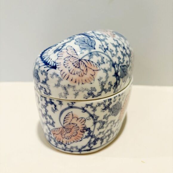 VTG Chinoiserie Ceramic Cat Large Trinket Box Container - Picture 7 of 9